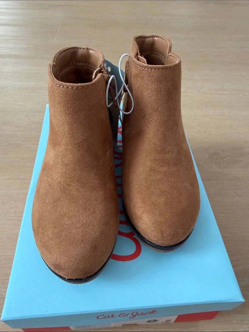 Cat & Jack Girls Cognac Tan Suede Ankle Booties